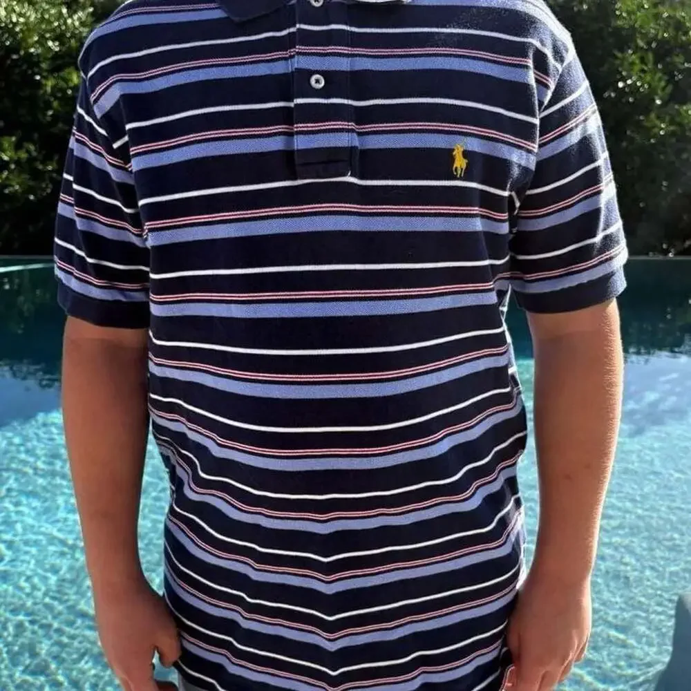 Polo by Ralph Lauren Striped Short Sleeve Polo Shirt Navy Blue Size L